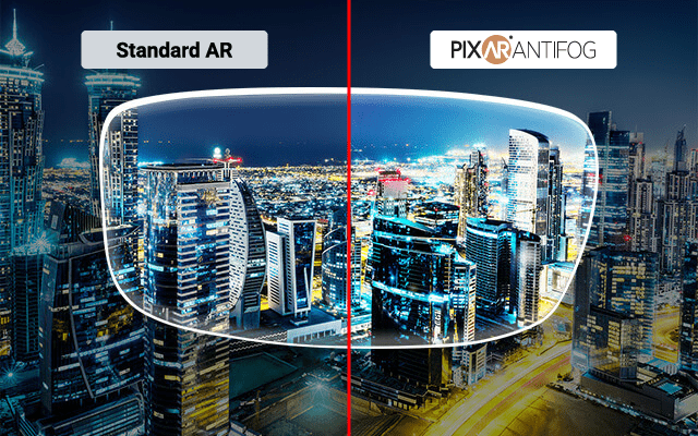 Standard AR versus PIXAR ANTIFOG anti-reflections