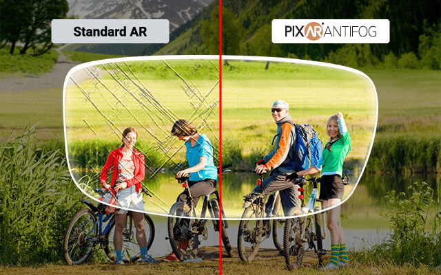 Standard AR versus PIXAR ANTIFOG anti-scratch