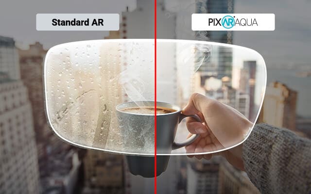 Pixar Aqua AR coating anti-fog versus standard AR