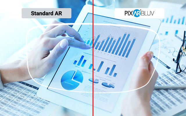 Pixar BLUV AR coating blue light protection versus standard AR