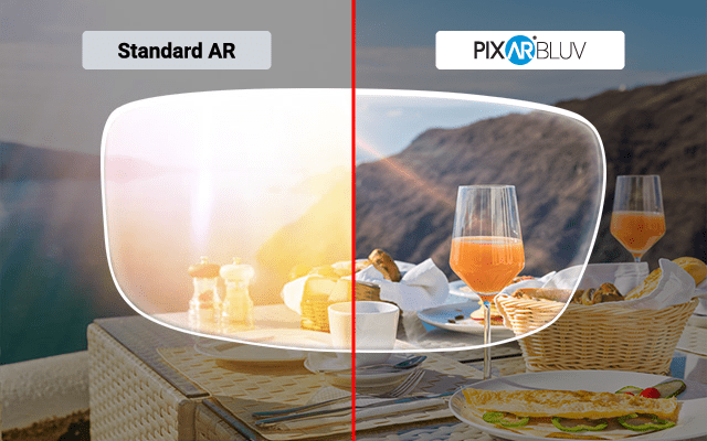 Standard AR versus PIXAR BLUV Max UV protection