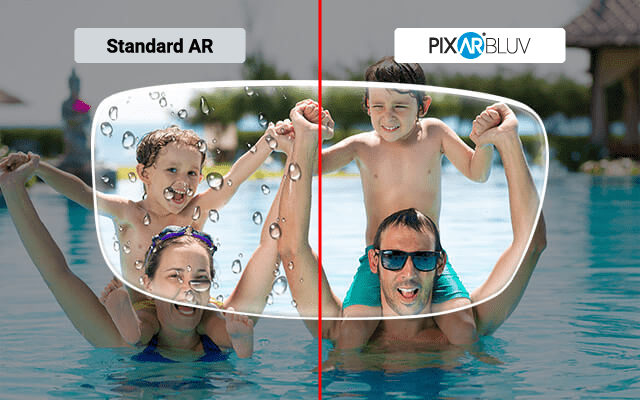 Standard AR versus PIXAR BLUV Water repellant