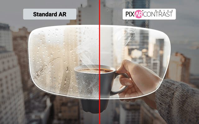 Standard AR versus PIXAR Drive Contrast anti-fog